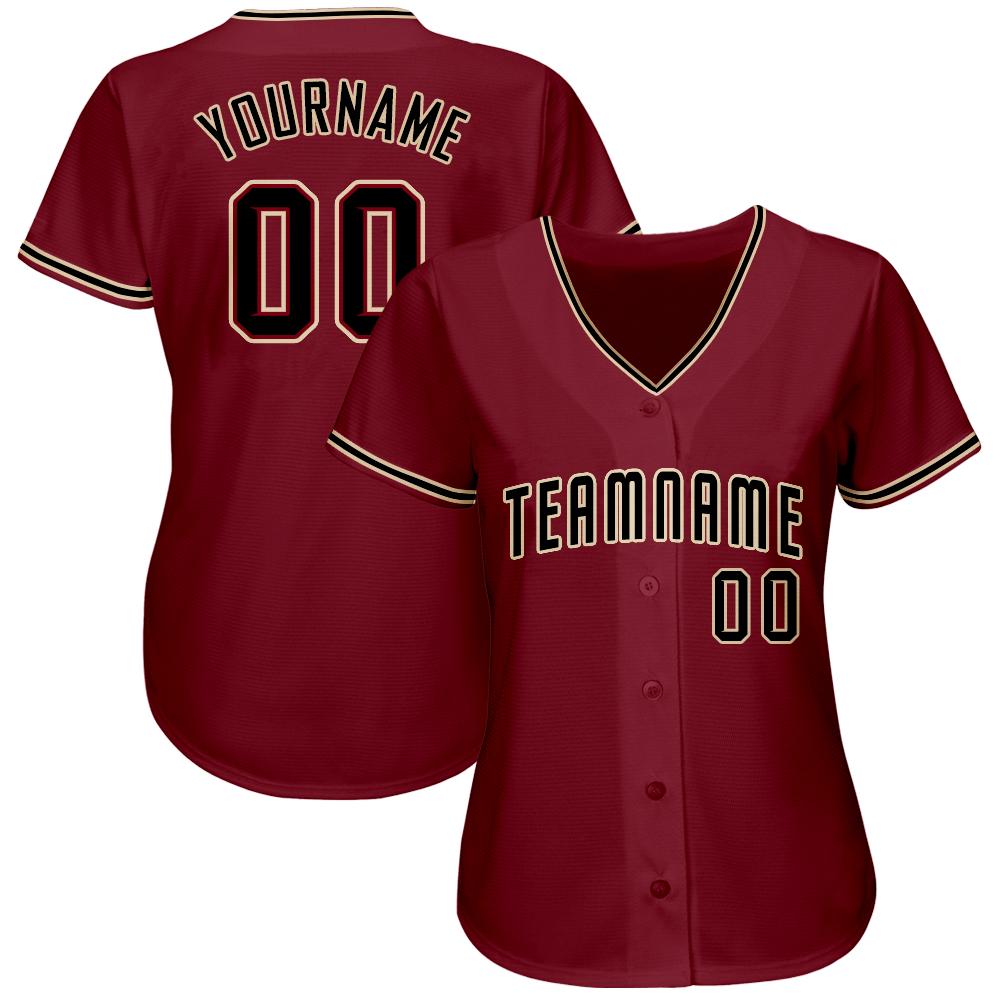 Custom Crimson Black-City Cream Baseball Jersey view 2