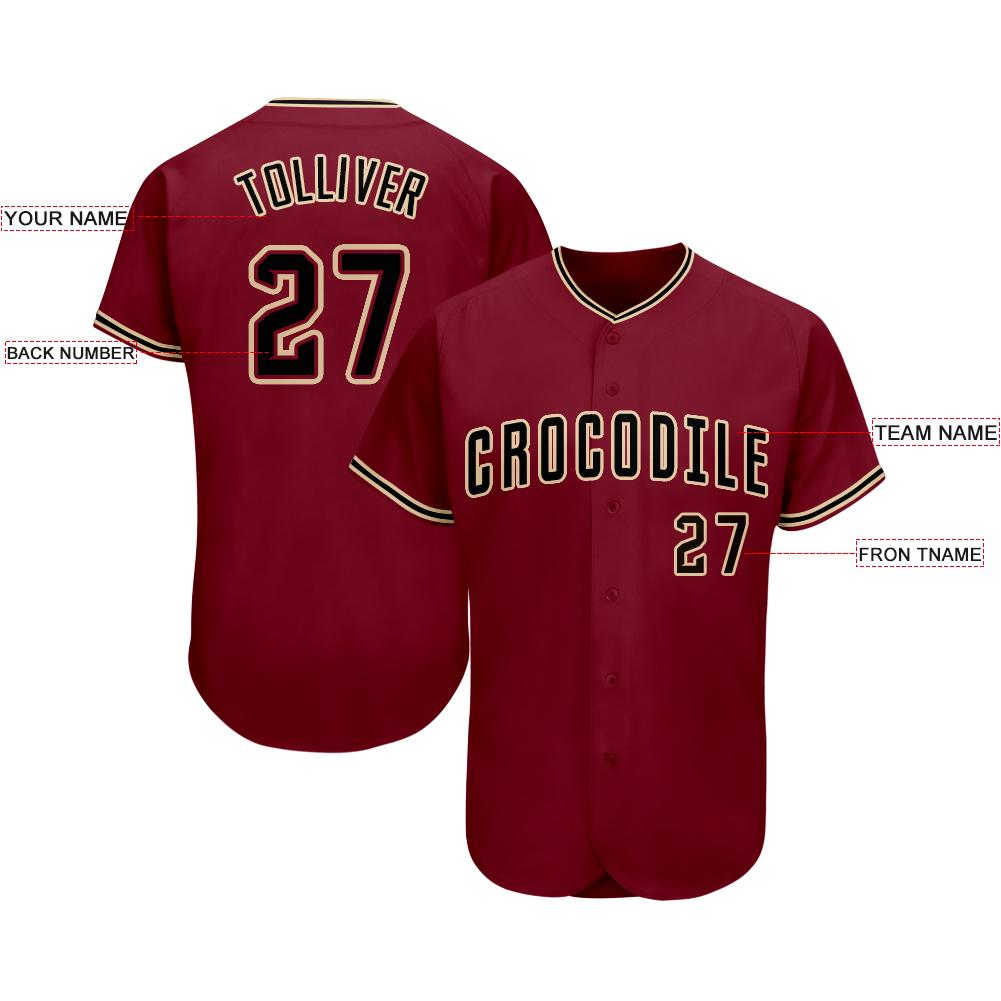Custom Crimson Black-City Cream Baseball Jersey view 3