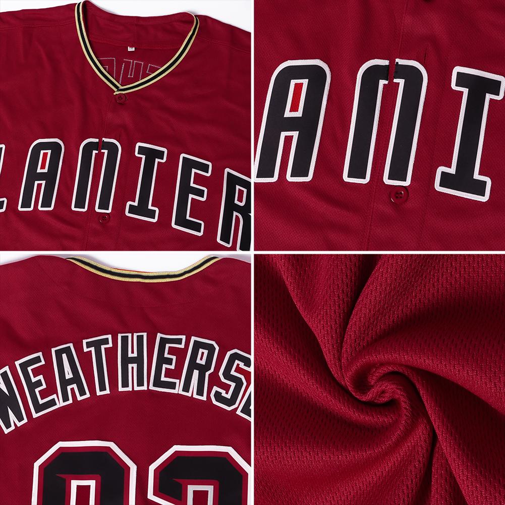 Custom Crimson Black-City Cream Baseball Jersey view 6