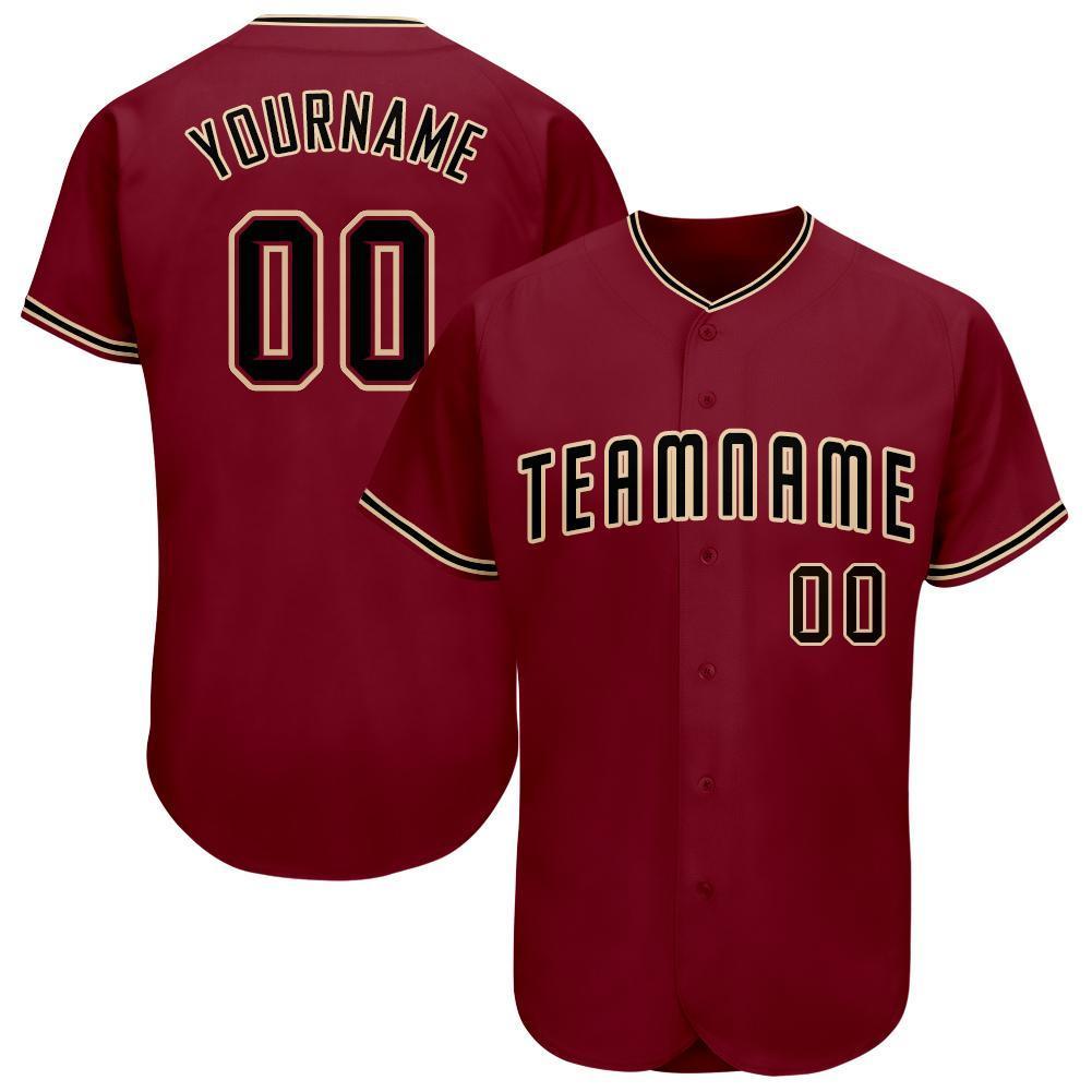 Custom Crimson Black-City Cream Baseball Jersey - Main View