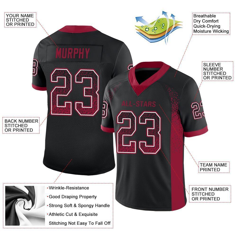 Custom Black Cardinal-White Drift Fashion Football Jersey view 3