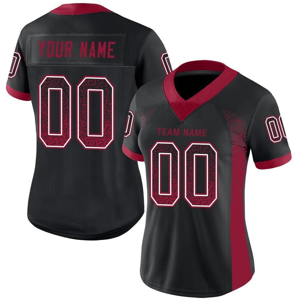 Custom Black Cardinal-White Drift Fashion Football Jersey view 2