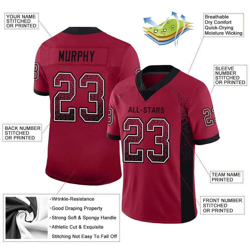 Custom Cardinal Black-White Drift Fashion Football Jersey view 3