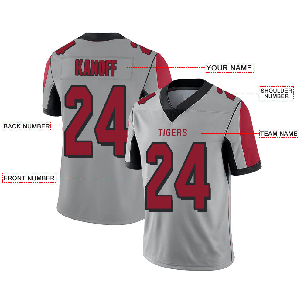 Custom A.Falcon Stitched American Football Jerseys Personalize Birthday Gifts Grey Jersey view 2