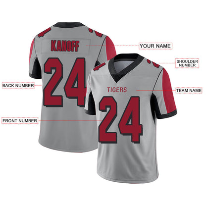 Custom A.Falcon Stitched American Football Jerseys Personalize Birthday Gifts Grey Jersey view 2