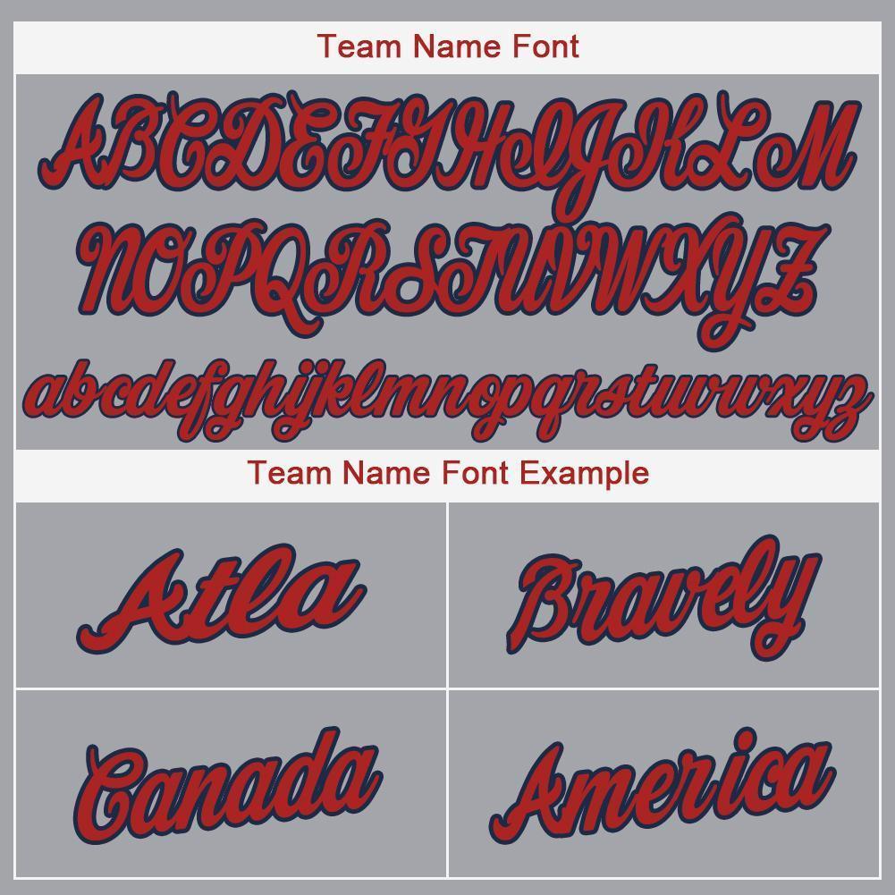 Custom Gray Red-Navy Baseball Jersey view 5