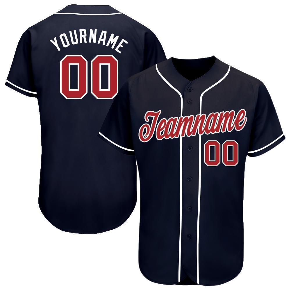 Custom Navy Red-White Baseball Jersey - Main View