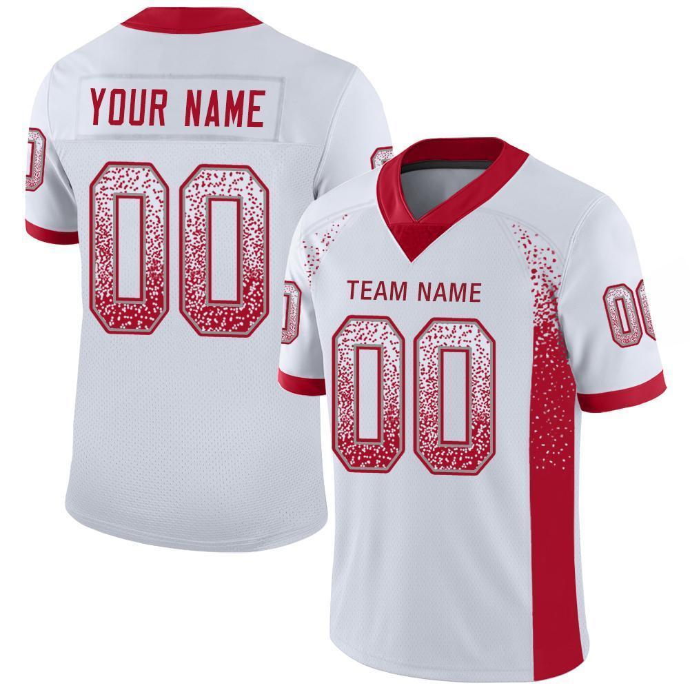 Custom White Red-Gray Drift Fashion Football Jersey - Main View