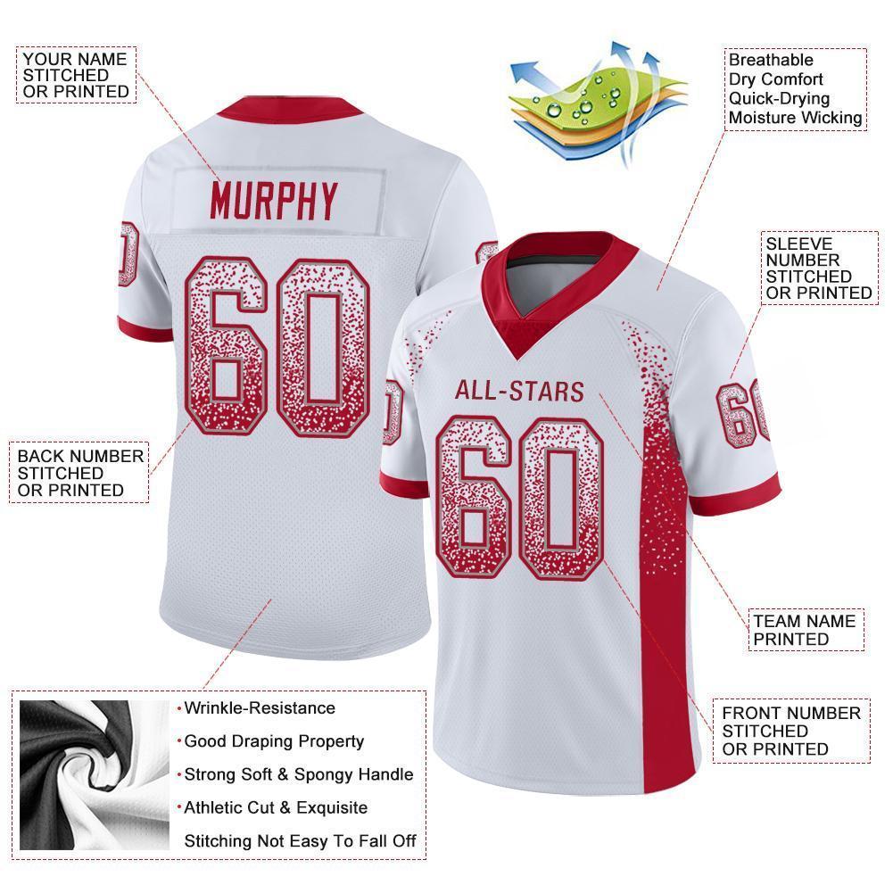 Custom White Red-Gray Drift Fashion Football Jersey view 3