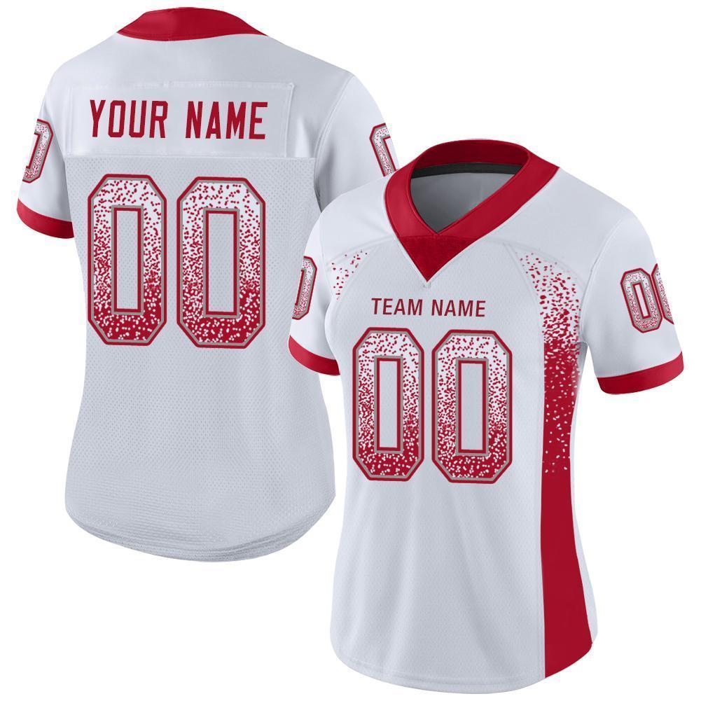 Custom White Red-Gray Drift Fashion Football Jersey view 2