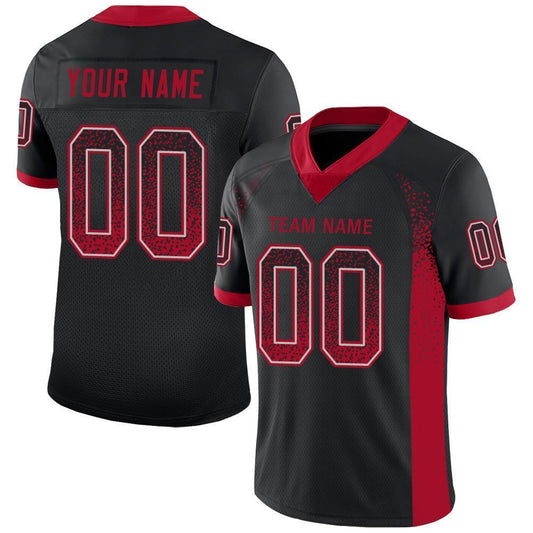 Custom Black Red-Gray Drift Fashion Football Jersey - Main View