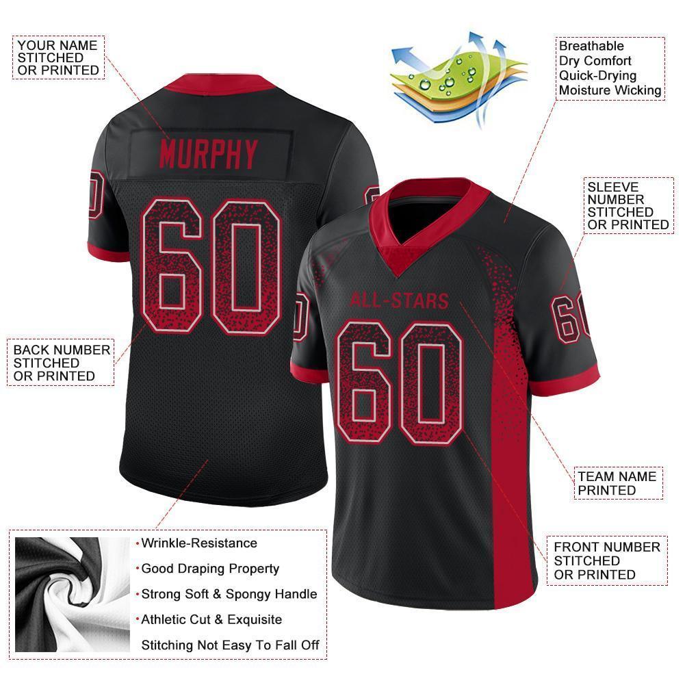 Custom Black Red-Gray Drift Fashion Football Jersey view 4