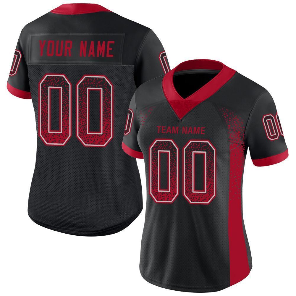 Custom Black Red-Gray Drift Fashion Football Jersey view 3