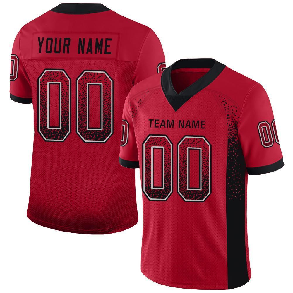 Custom Red Black-Gray Drift Fashion Football Jersey - Main View
