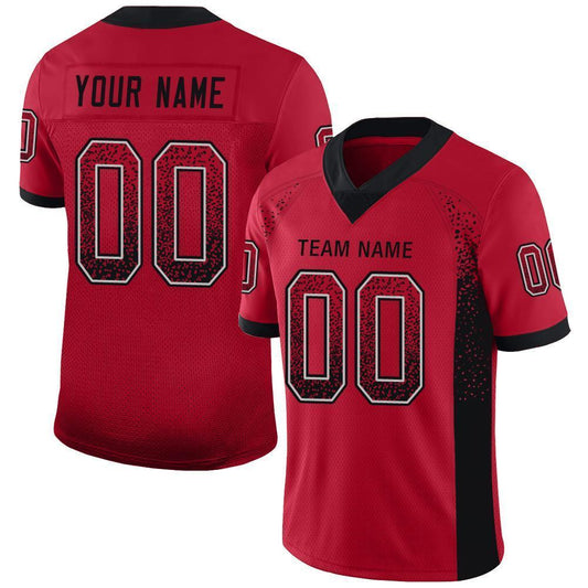 Custom Red Black-Gray Drift Fashion Football Jersey - Main View