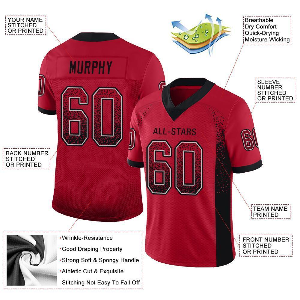Custom Red Black-Gray Drift Fashion Football Jersey view 4