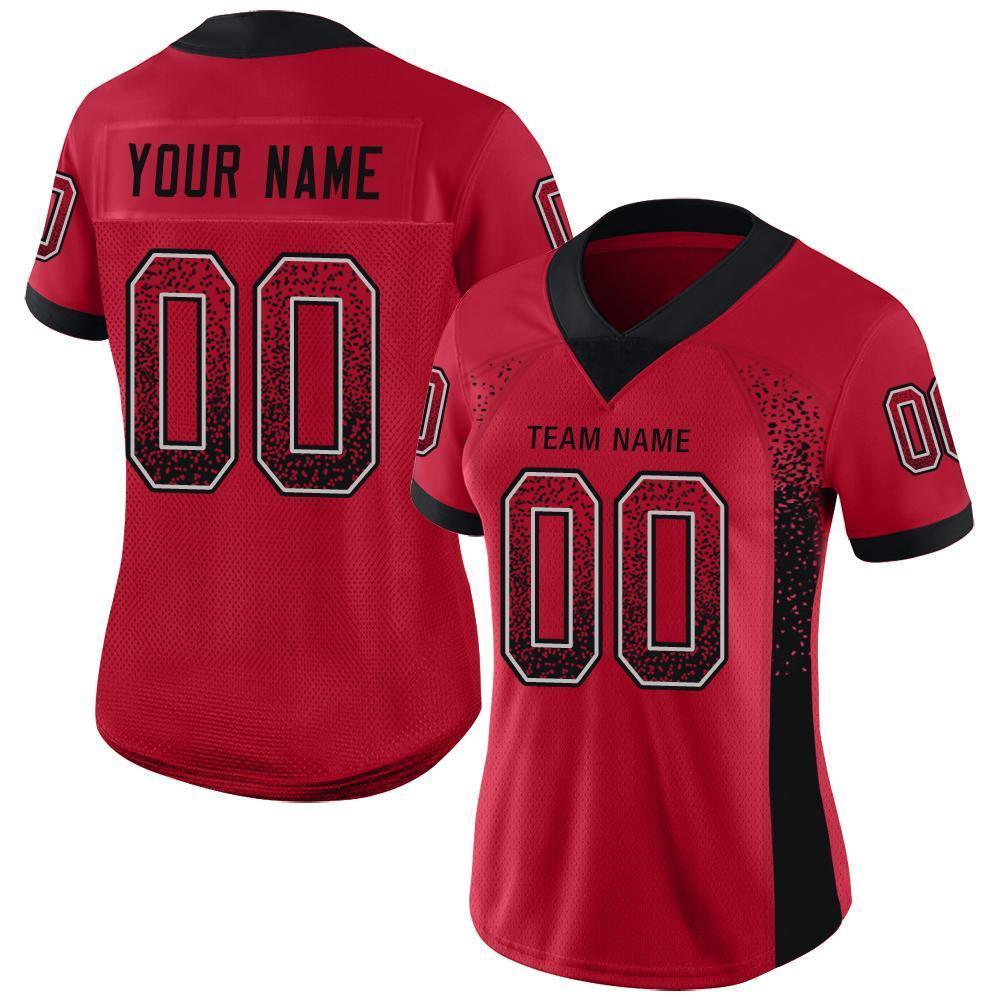 Custom Red Black-Gray Drift Fashion Football Jersey view 3