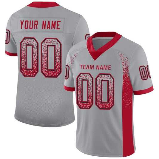Custom Light Gray Red-Black Drift Fashion Football Jersey - Main View