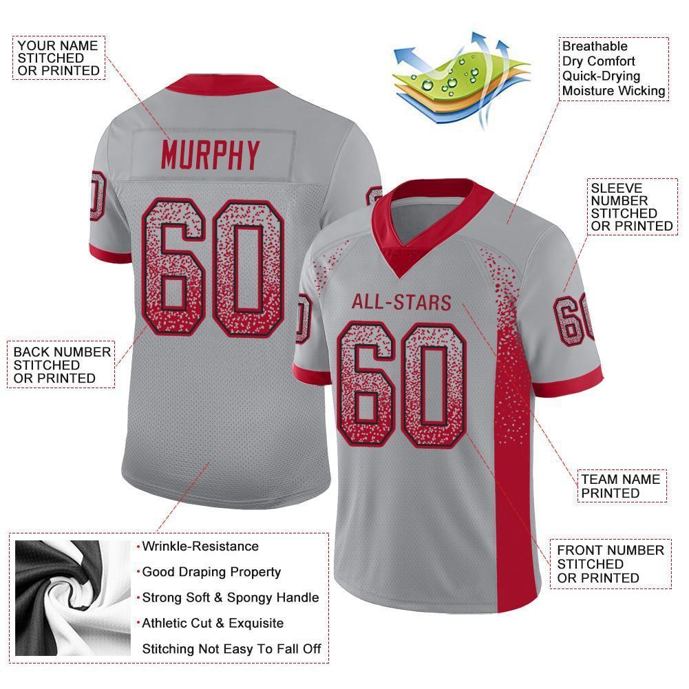 Custom Light Gray Red-Black Drift Fashion Football Jersey view 3