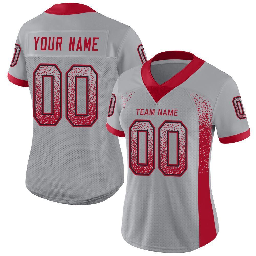 Custom Light Gray Red-Black Drift Fashion Football Jersey view 2