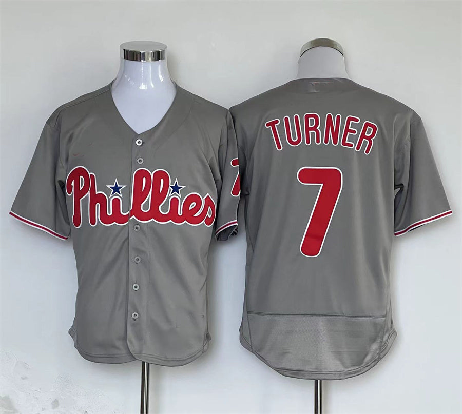 Philadelphia Phillies #7 Trea Turner Gray Elite Jersey Baseball Jerseys - Main View