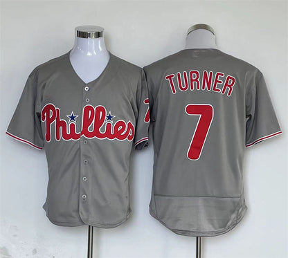 Philadelphia Phillies #7 Trea Turner Gray Elite Jersey Baseball Jerseys - Main View