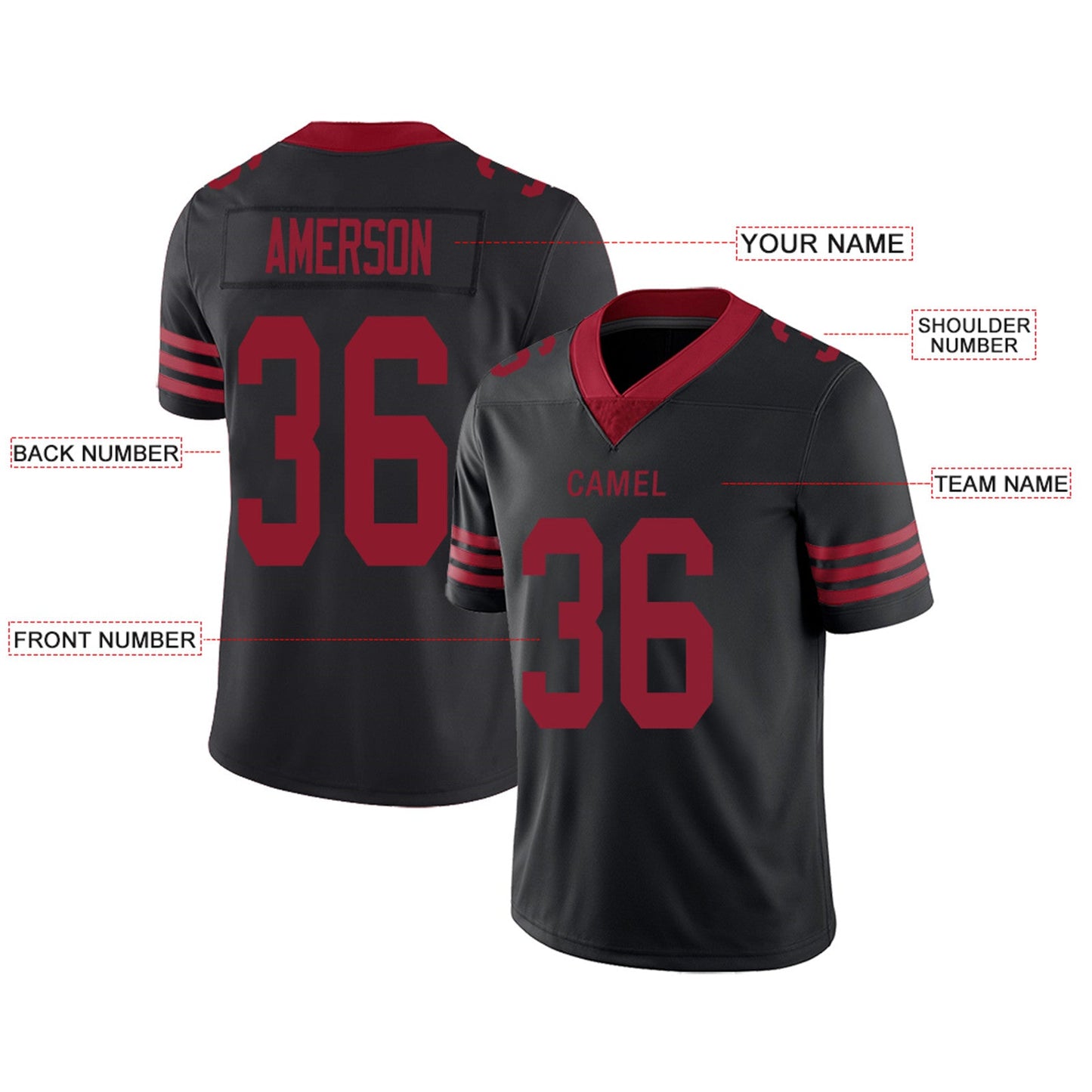 Custom SF.49ers Football Jerseys Team Player or Personalized Design Your Own Name for Men's Women's Youth Jerseys Red view 5