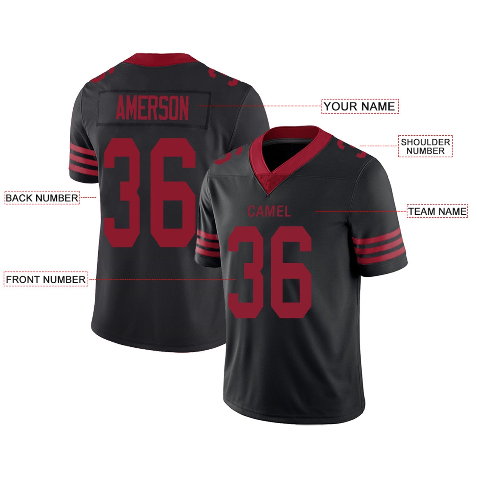 Custom SF.49ers Football Jerseys Team Player or Personalized Design Your Own Name for Men's Women's Youth Jerseys Red view 5