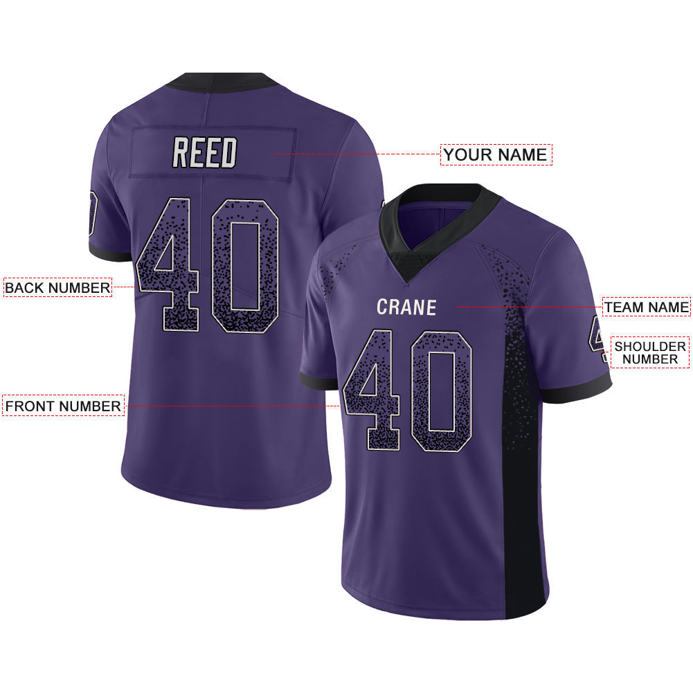 Custom B.Raven Men's American Purple Fashion Vapor Limited Stitched Football Jersey view 2