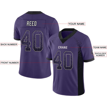 Custom B.Raven Men's American Purple Fashion Vapor Limited Stitched Football Jersey view 2