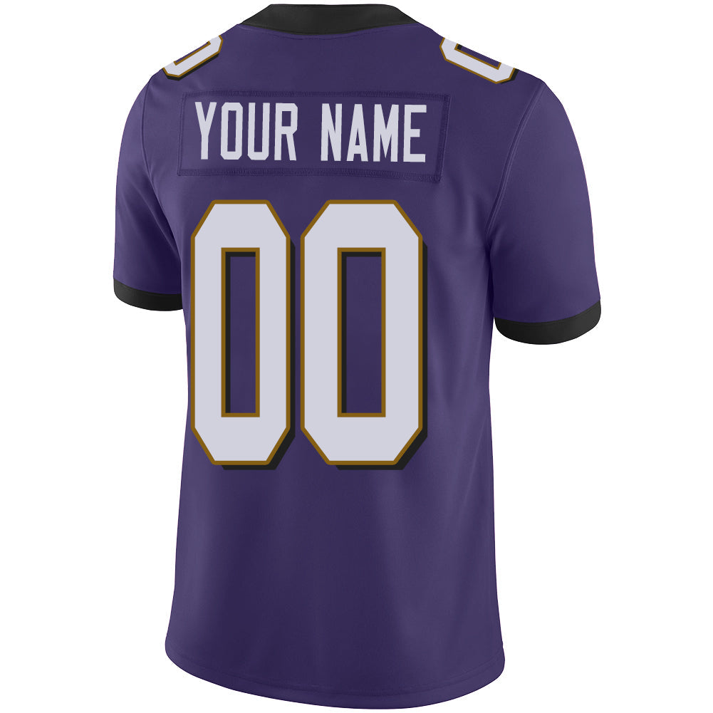 Custom B.Raven Men's American Purple Vapor Limited Stitched Football Jersey view 3
