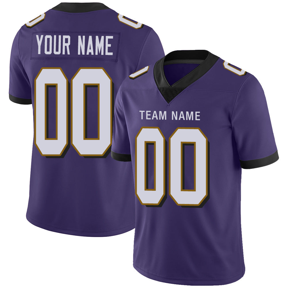 Custom B.Raven Men's American Purple Vapor Limited Stitched Football Jersey - Main View