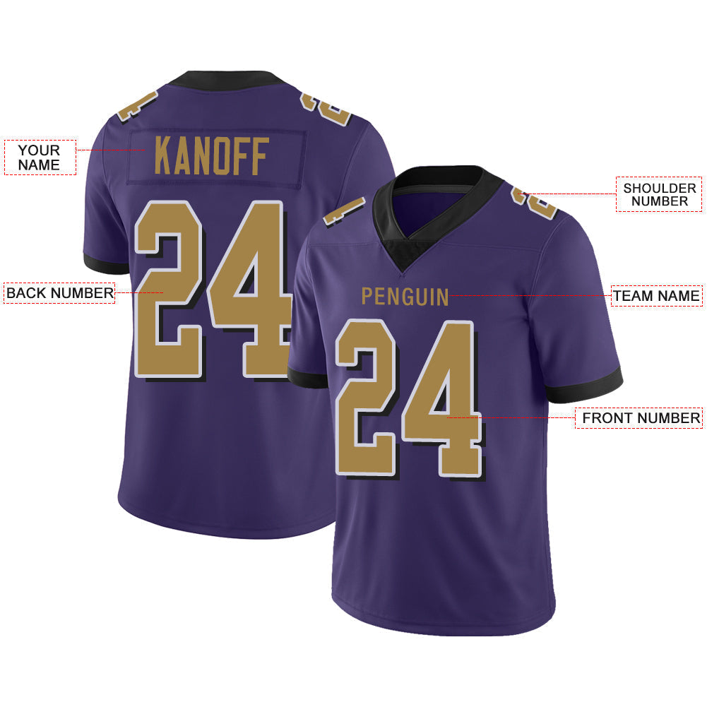 Custom B.Raven Stitched American Football Jerseys Personalize Birthday Gifts Purple Jersey view 2