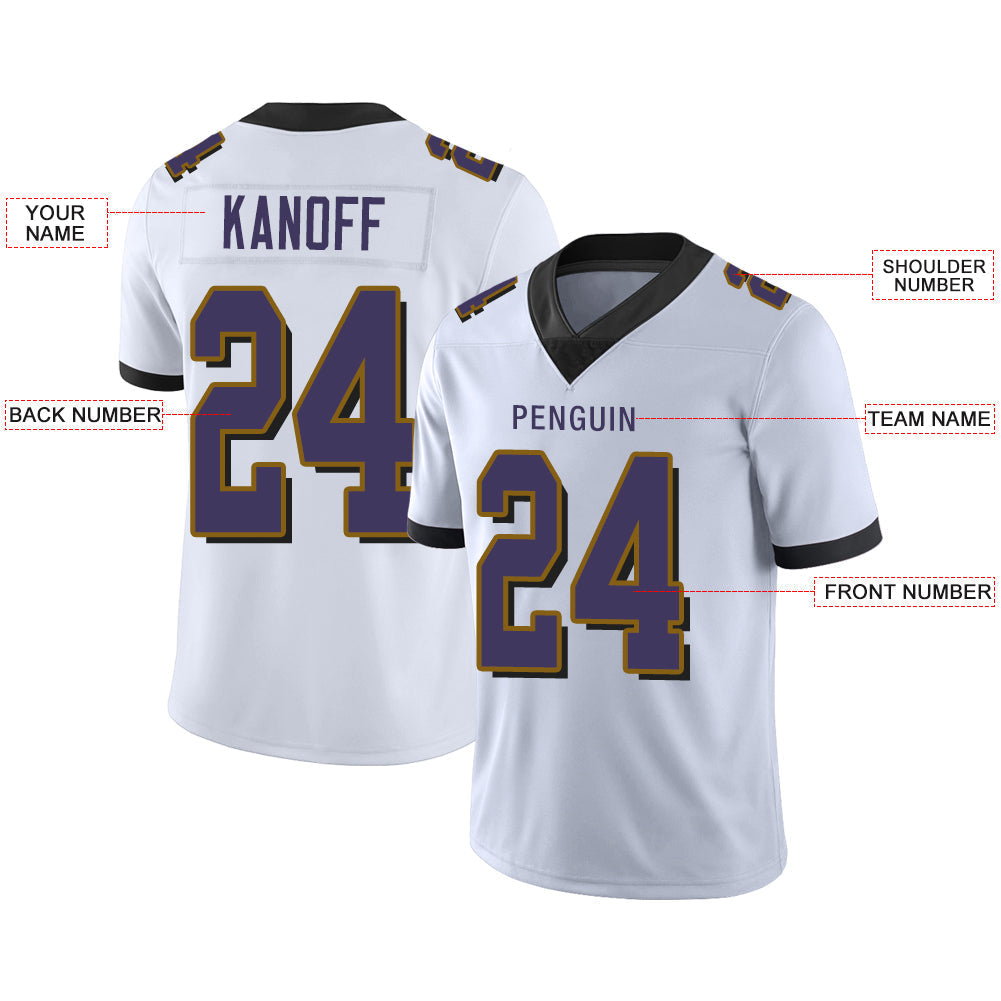 Custom B.Raven Men's American White Vapor Limited Stitched Football Jersey view 2
