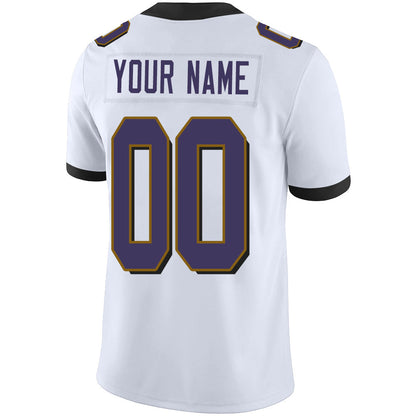 Custom B.Raven Men's American White Vapor Limited Stitched Football Jersey view 3