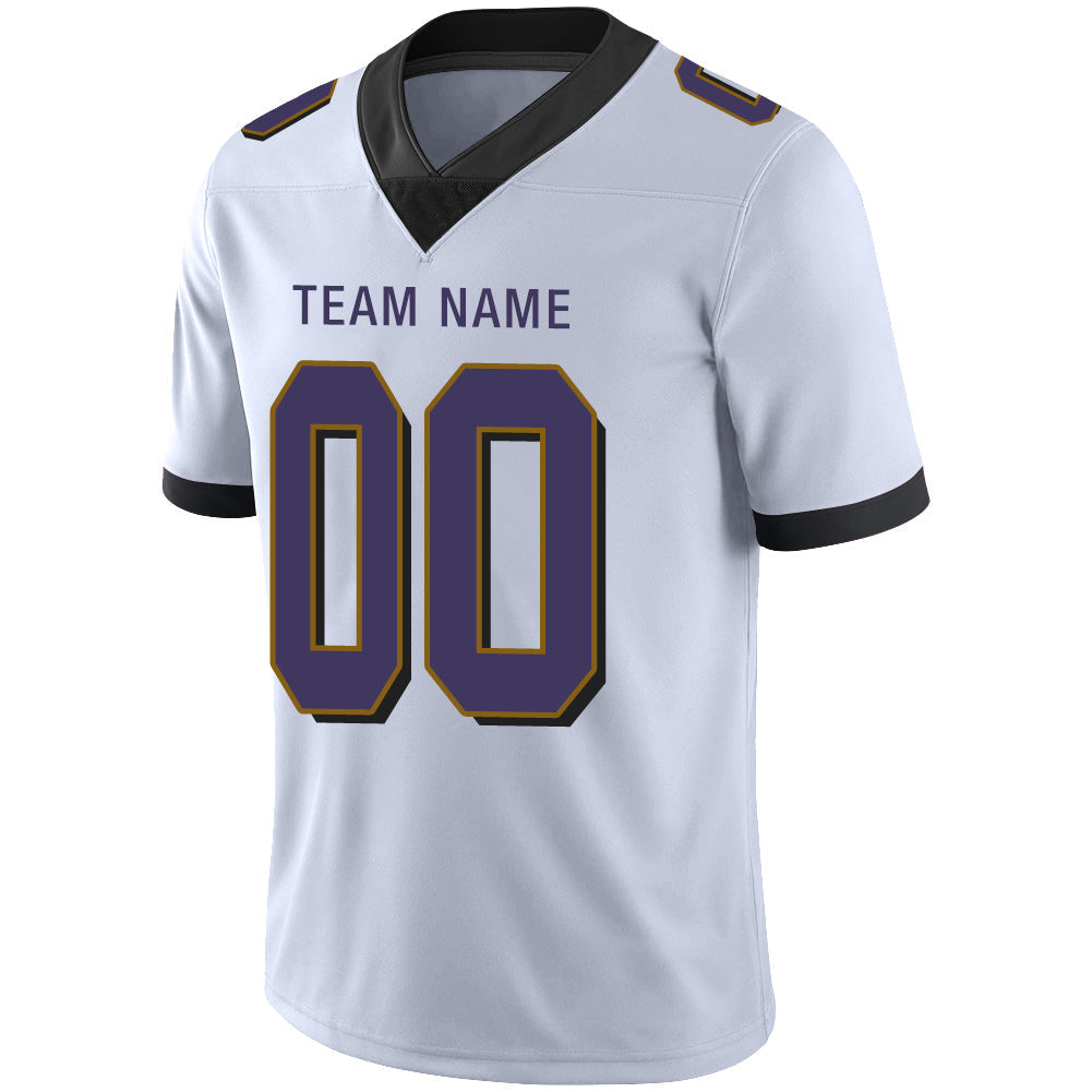 Custom B.Raven Men's American White Vapor Limited Stitched Football Jersey view 4