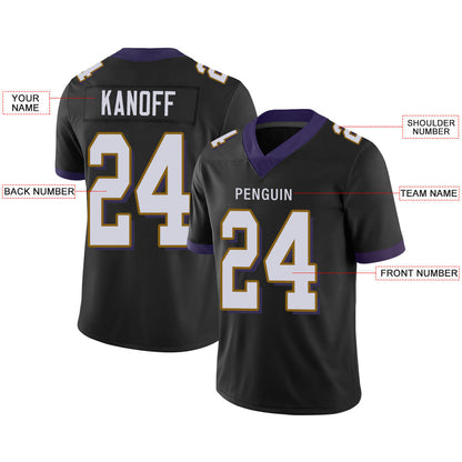 Custom B.Raven Men's American Black Vapor Limited Stitched Football Jersey view 2