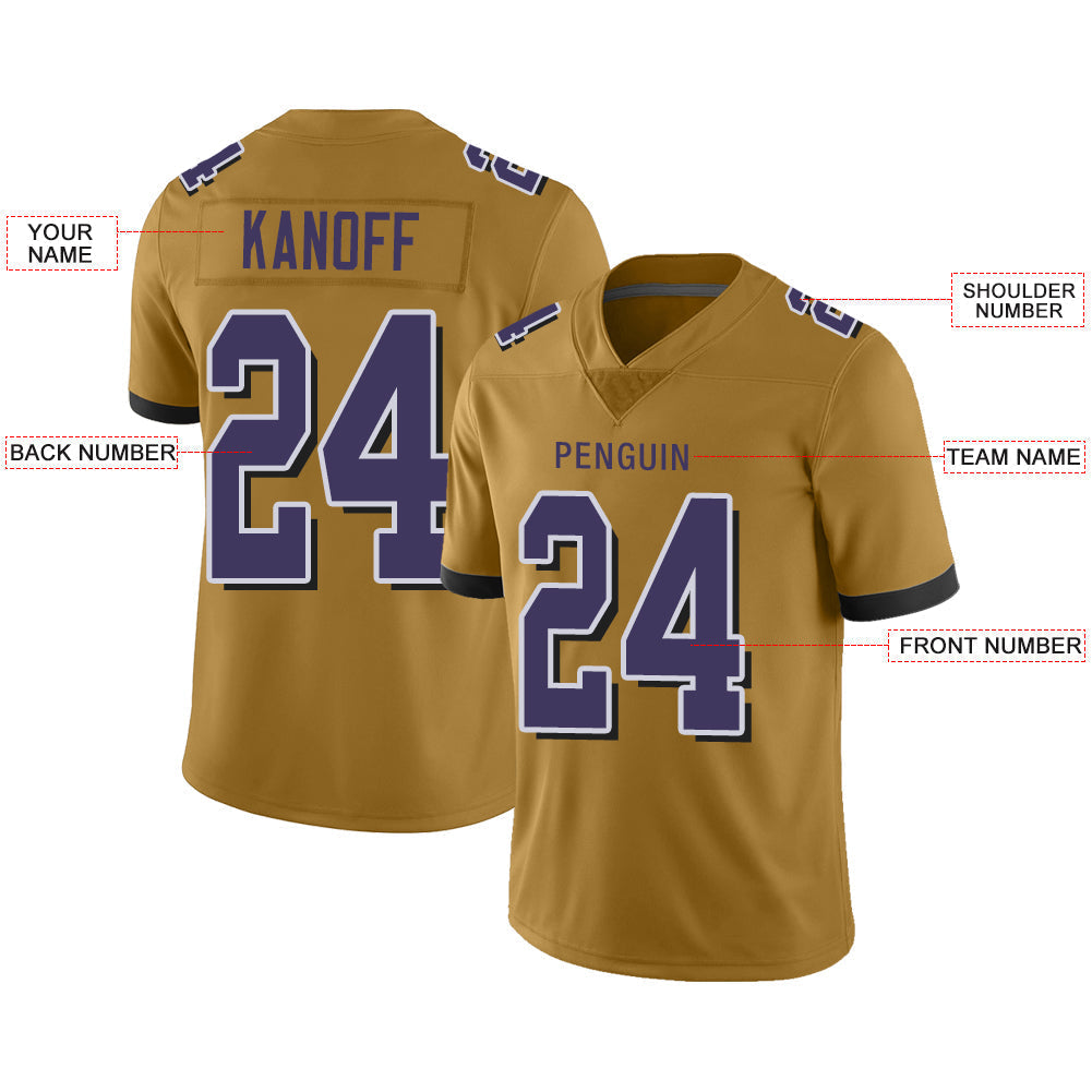 Custom B.Raven Stitched American Football Jerseys Personalize Birthday Gifts Gold Jersey view 2