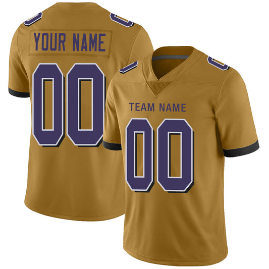 Custom B.Raven Men's American Gold Fashion Vapor Limited Stitched Football Jerseys - Main View