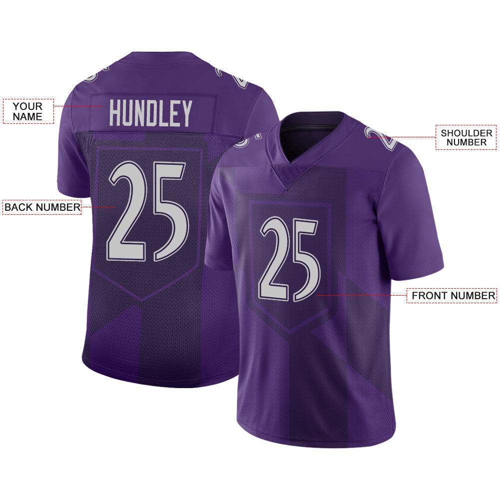 Custom B.Raven Men's American Purple City Vapor Limited Stitched Football Jersey view 2