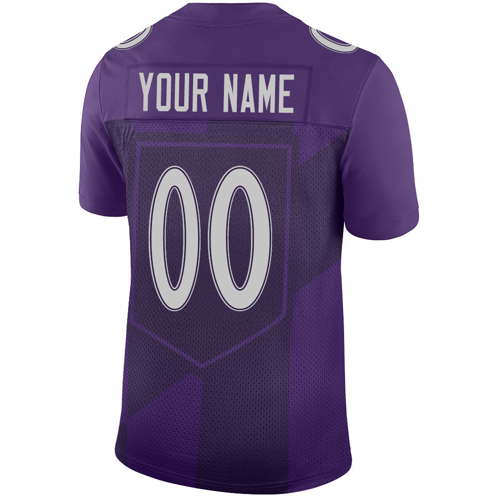 Custom B.Raven Men's American Purple City Vapor Limited Stitched Football Jersey view 3