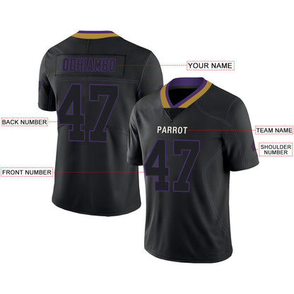 Custom B.Ravens Men's American  Black Fashion Vapor Limited Stitched Football Jerseys view 2