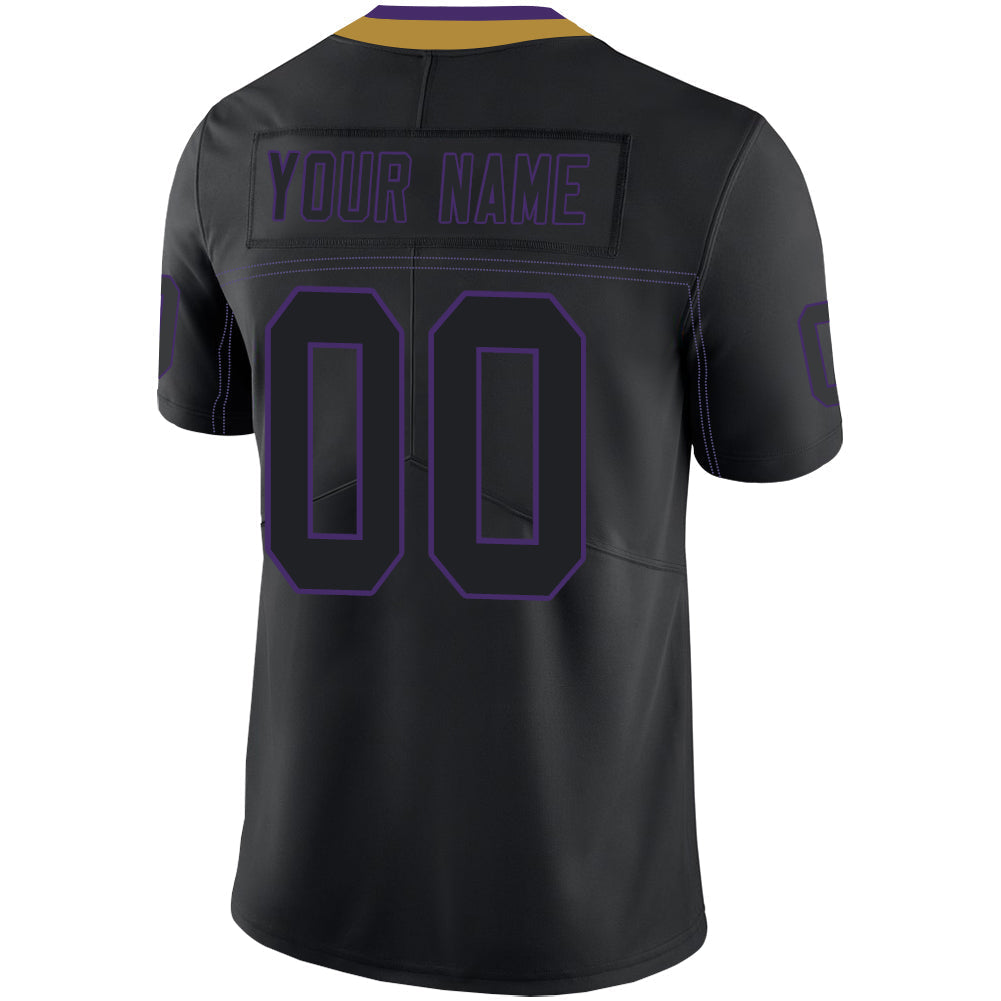 Custom B.Ravens Men's American  Black Fashion Vapor Limited Stitched Football Jerseys view 3