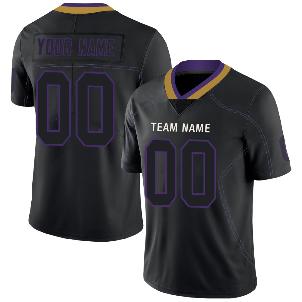 Custom B.Ravens Men's American  Black Fashion Vapor Limited Stitched Football Jerseys - Main View