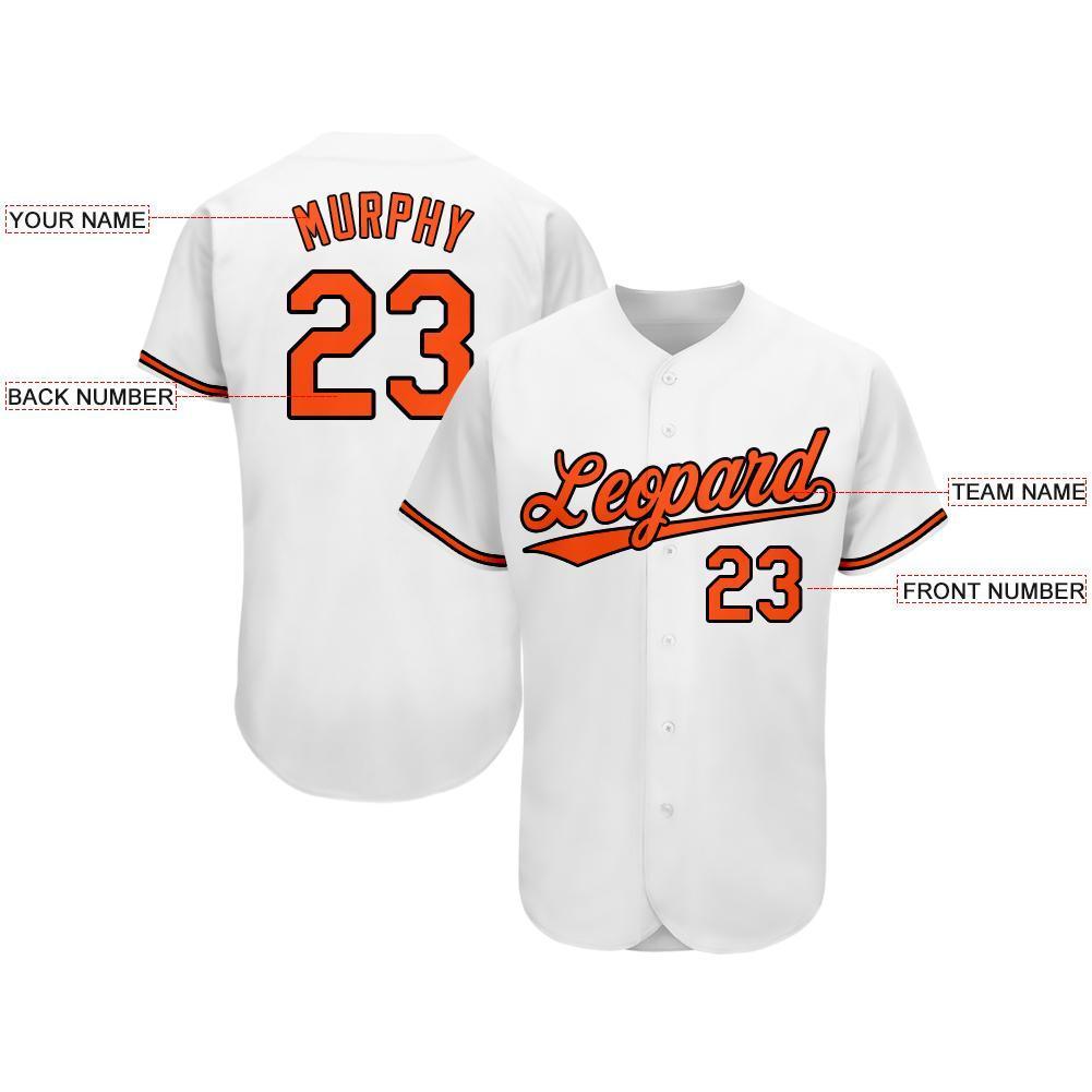 Custom White Orange-Black Baseball Jersey view 3