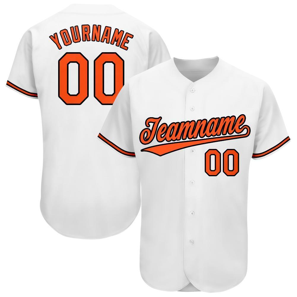 Custom White Orange-Black Baseball Jersey - Main View