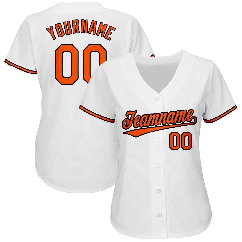 Custom White Orange-Black Baseball Jersey view 2