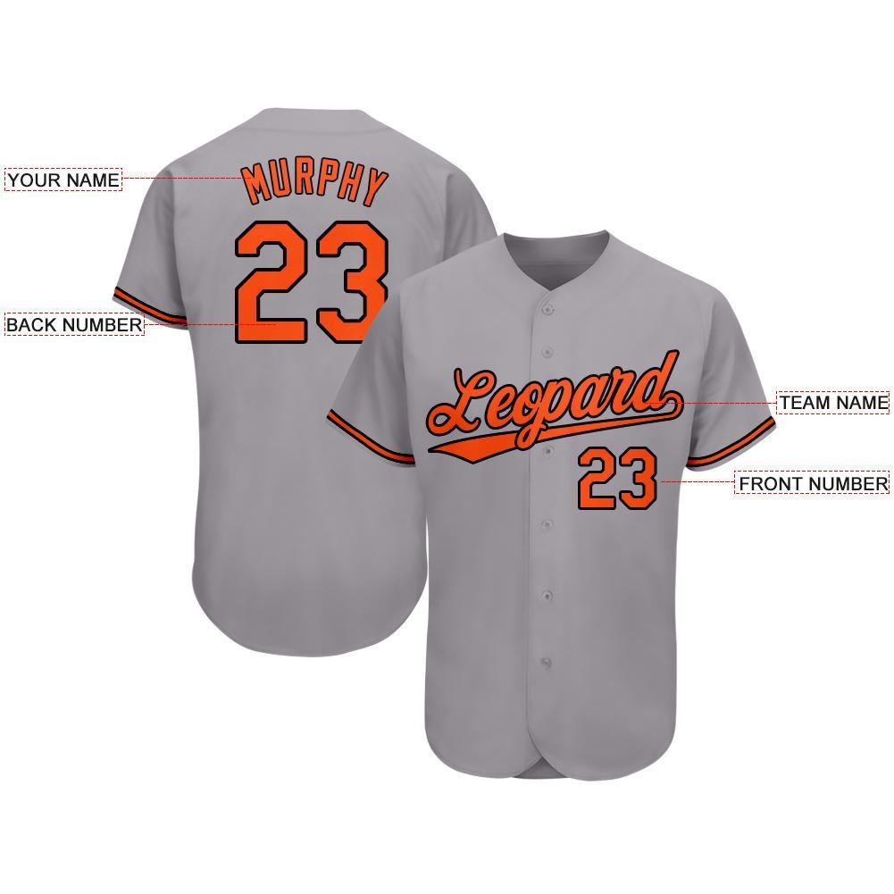 Custom Gray Orange-Black Baseball Jersey view 3