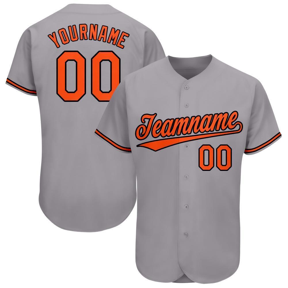 Custom Gray Orange-Black Baseball Jersey - Main View