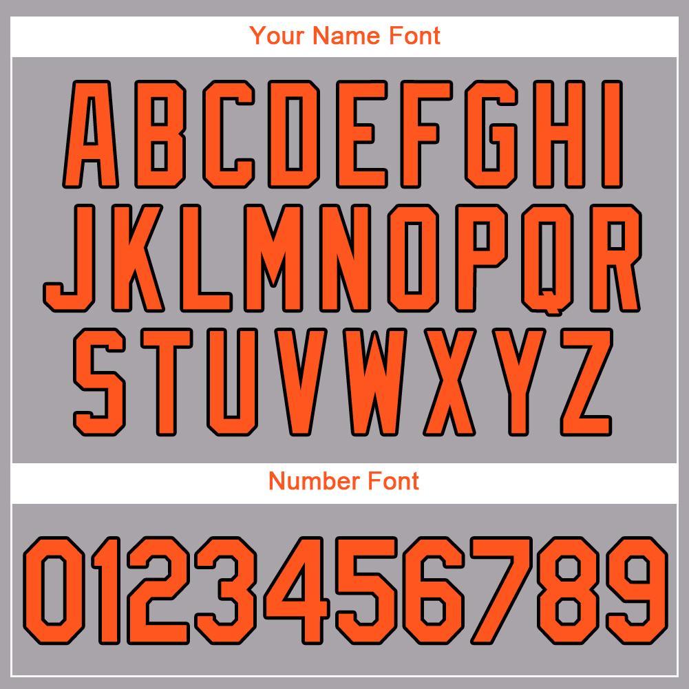 Custom Gray Orange-Black Baseball Jersey view 4